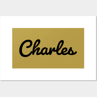 Charles Cursive Script Typography Black Text Posters and Art